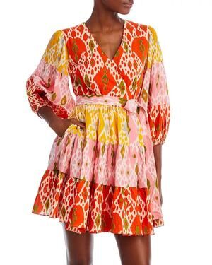 Charina Sarte Alhambra Printed Wrap Dress Maximalist Sunshine NWT XS